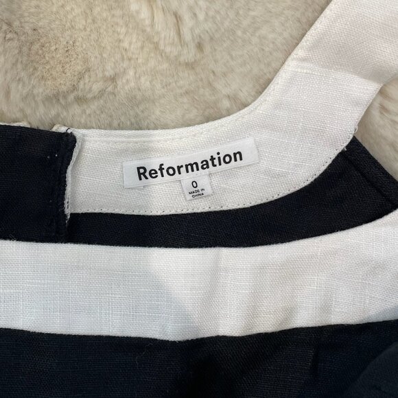 Black & White Reformation Robbie Linen Two Piece Mini Skirt Set - Picture 7 of 7